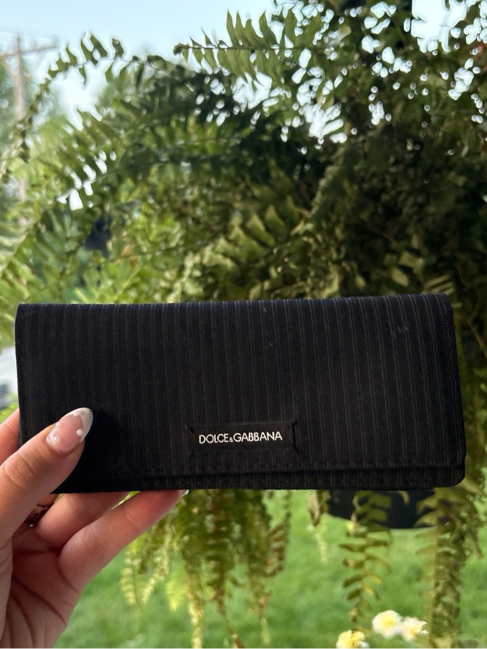 Dolce & Gabbana Black Pinstripe Eyewear Case